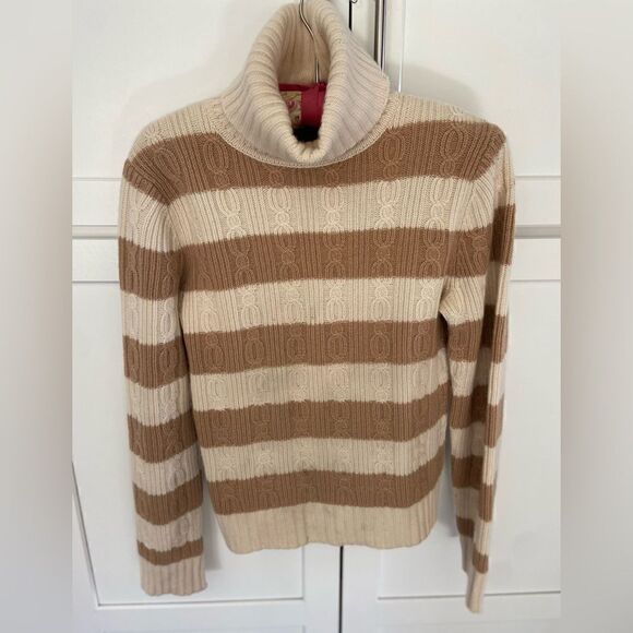 Sold sold Daniel Bishop 100% Cashmere Turtleneck Sweater Tan Ivory size - Picture 4 of 9